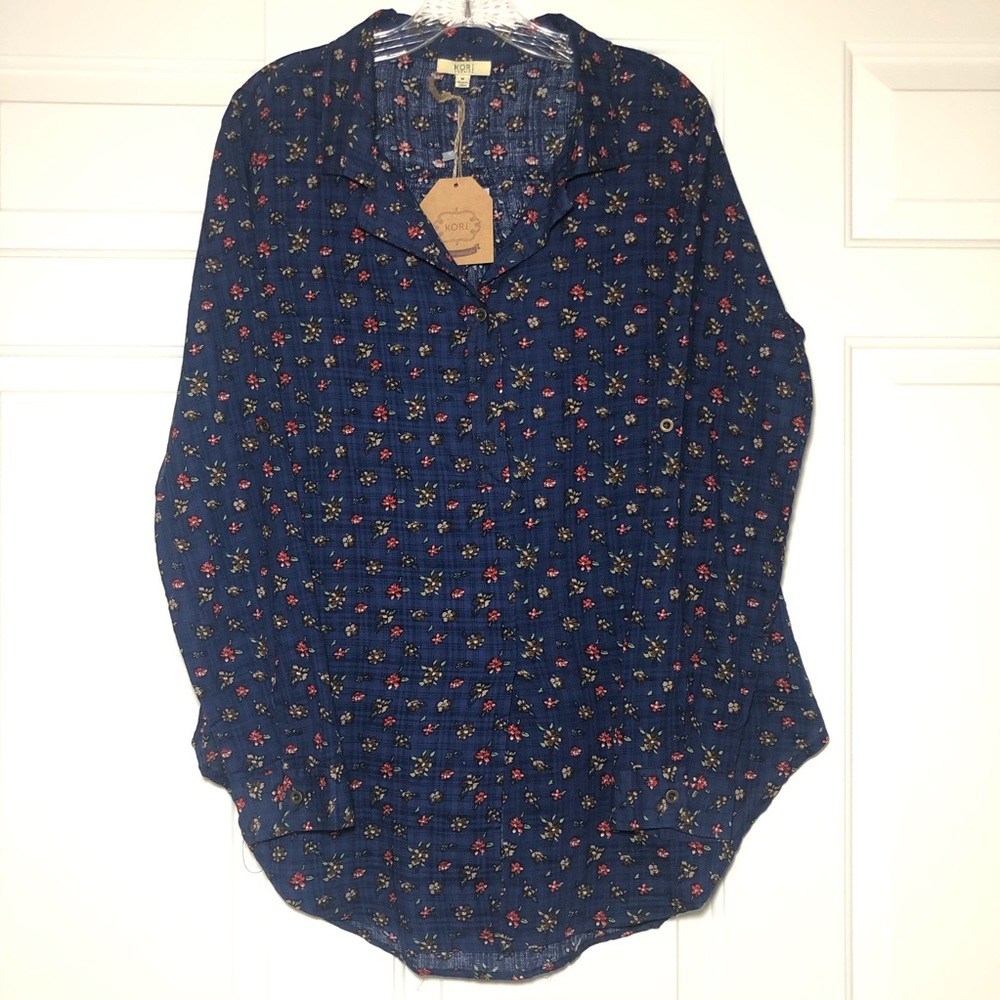 Kori America Floral Blouse Top NWT